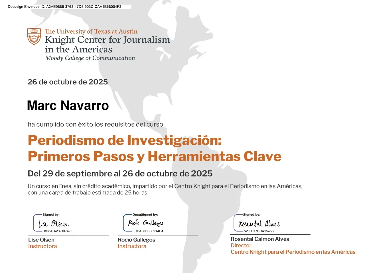 Certificado de Periodismo de investigación