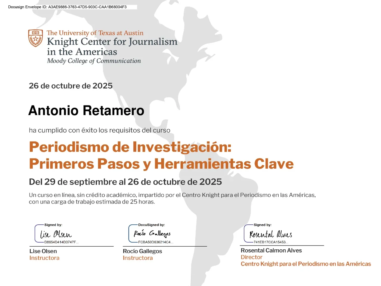 Certificado de Periodismo de investigación